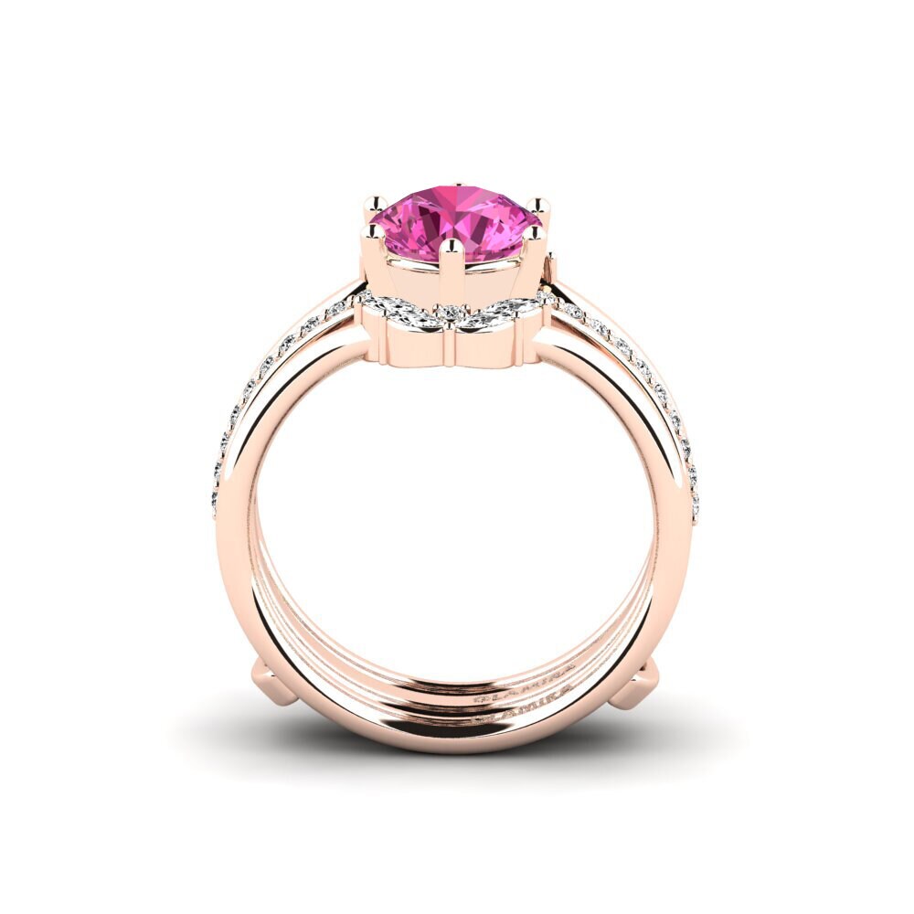 14ct Rose Gold Pink Topaz Ring Tazil - SET