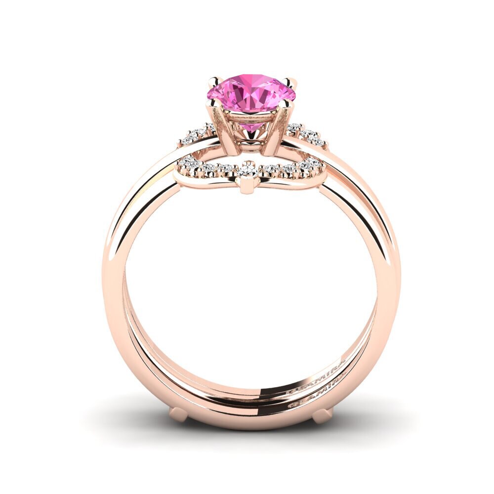 14ct Rose Gold Pink Topaz Ring Teakook - SET