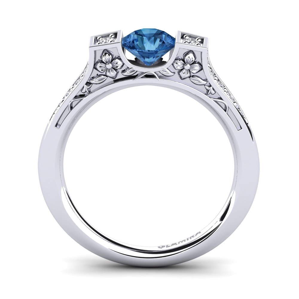 Dark Blue Zirconia Engagement Ring Tenby