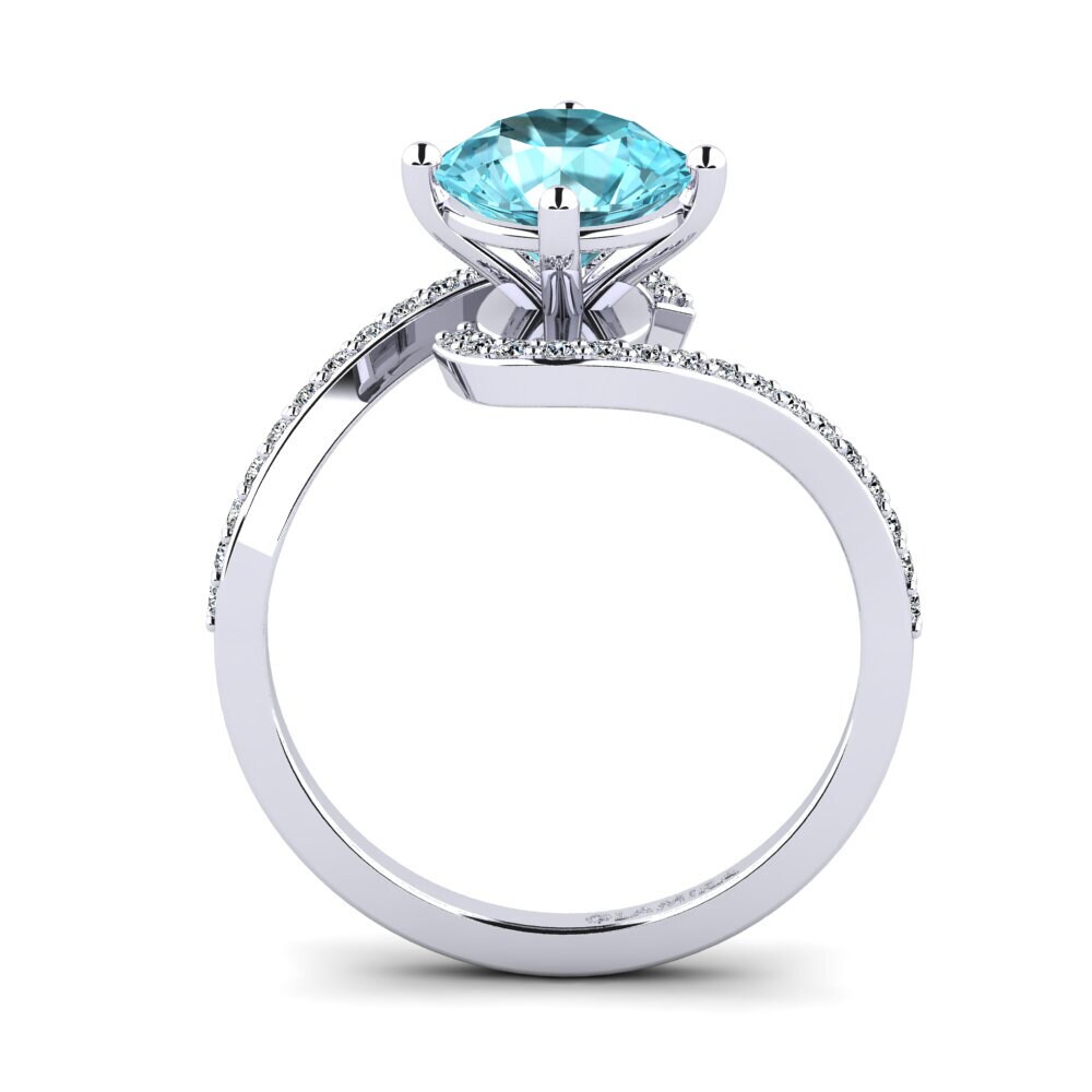 Round Blue Zircon Women's Ring Ters