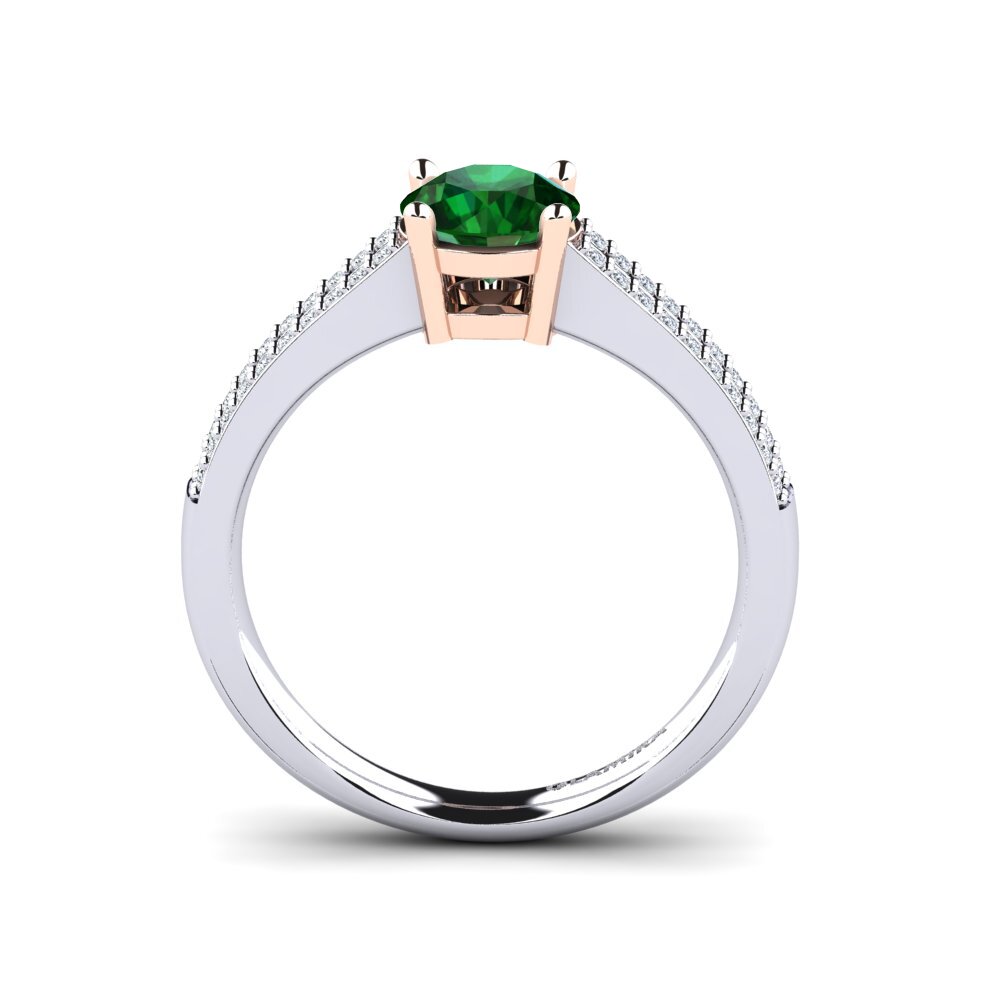 14ct White & Rose Gold Tsavorite Engagement Ring Tesora