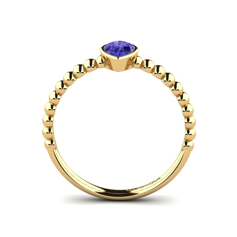 18k Oro Amarillo Tanzanita Anillo de compromiso Testa