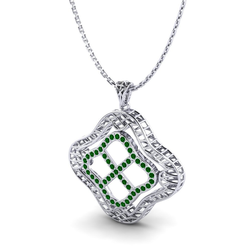 Plata 925 Circonita Verde Colgante de Mujer Thelma