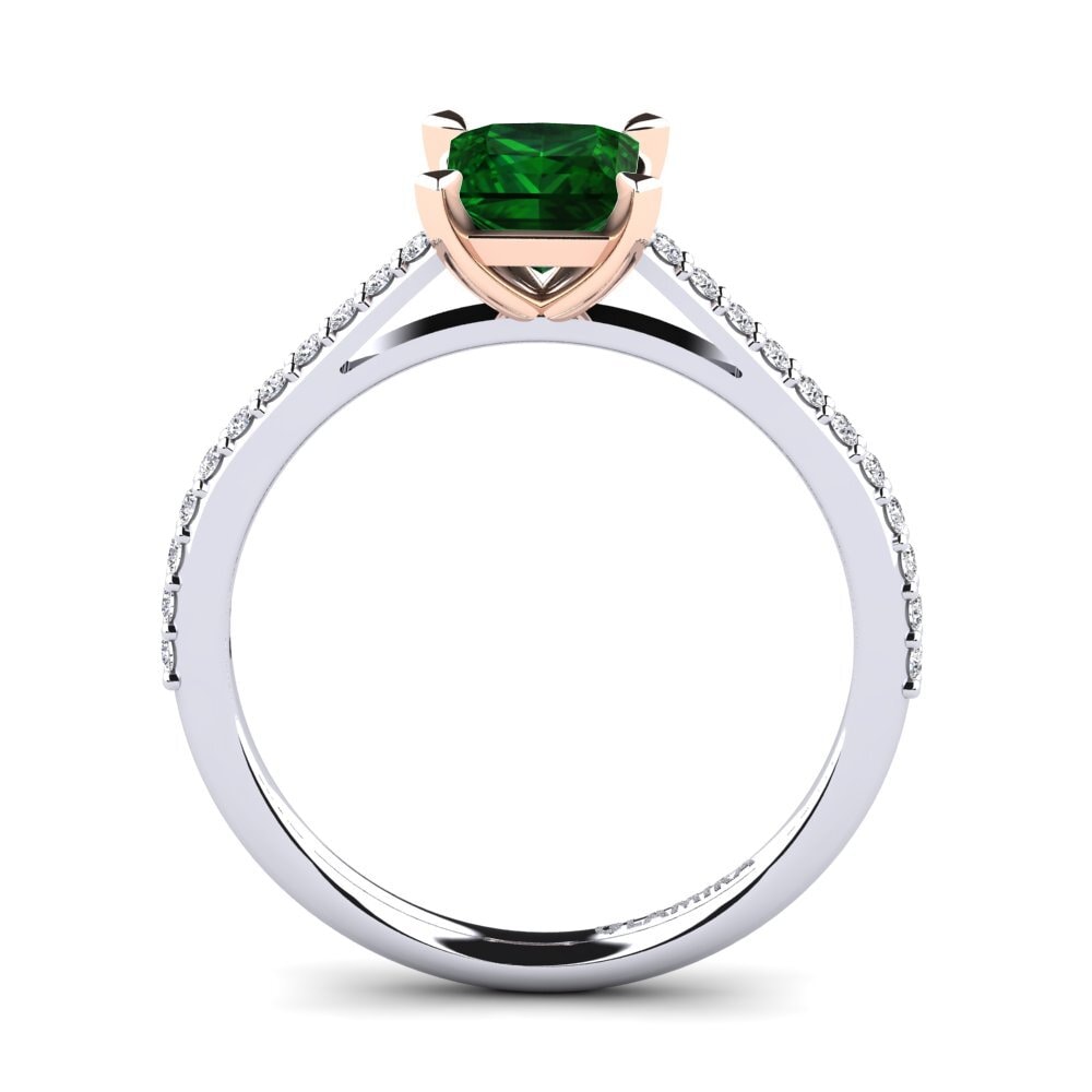 14ct White & Rose Gold Tsavorite Engagement Ring Thomasett