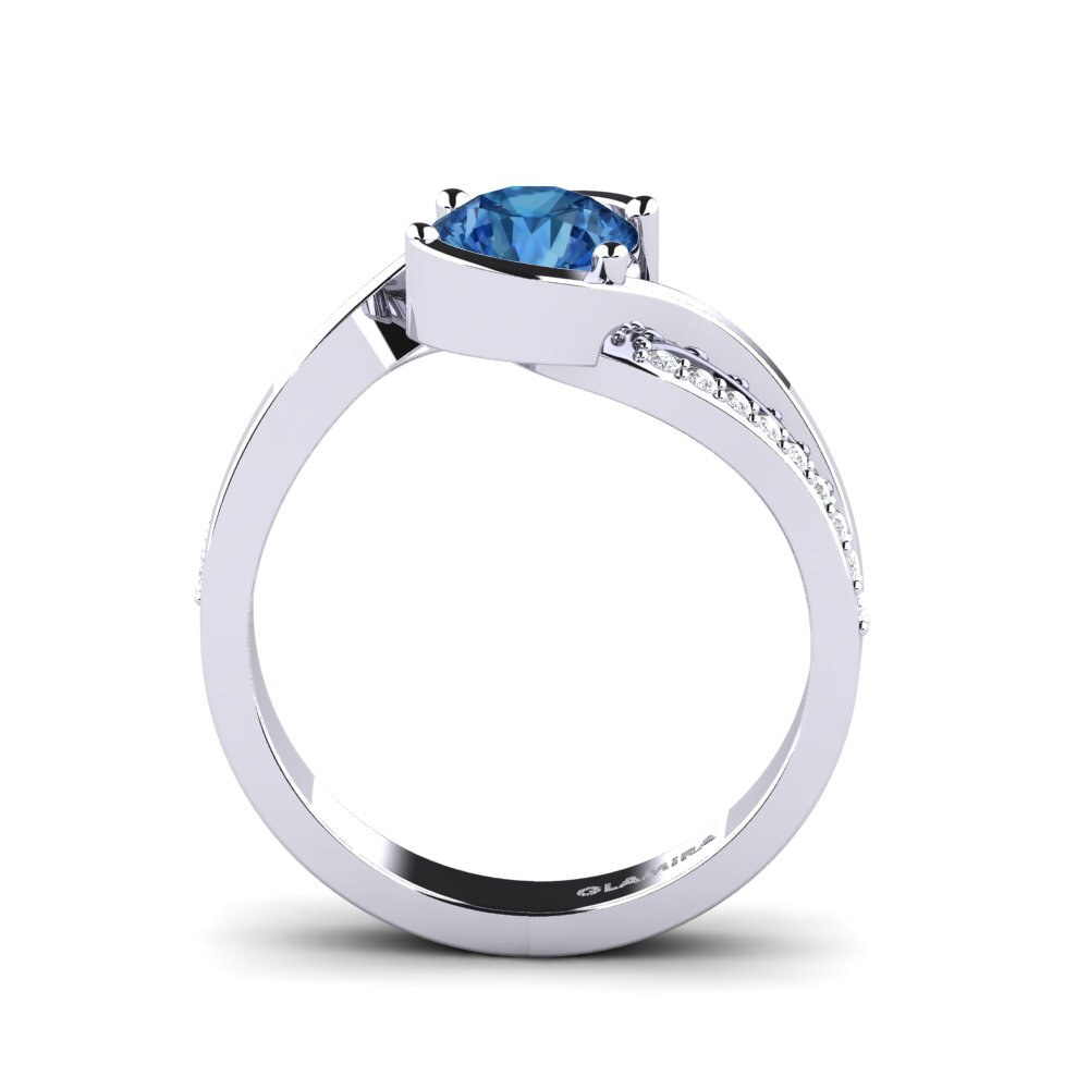 Dark Blue Zirconia Engagement Ring Tilda