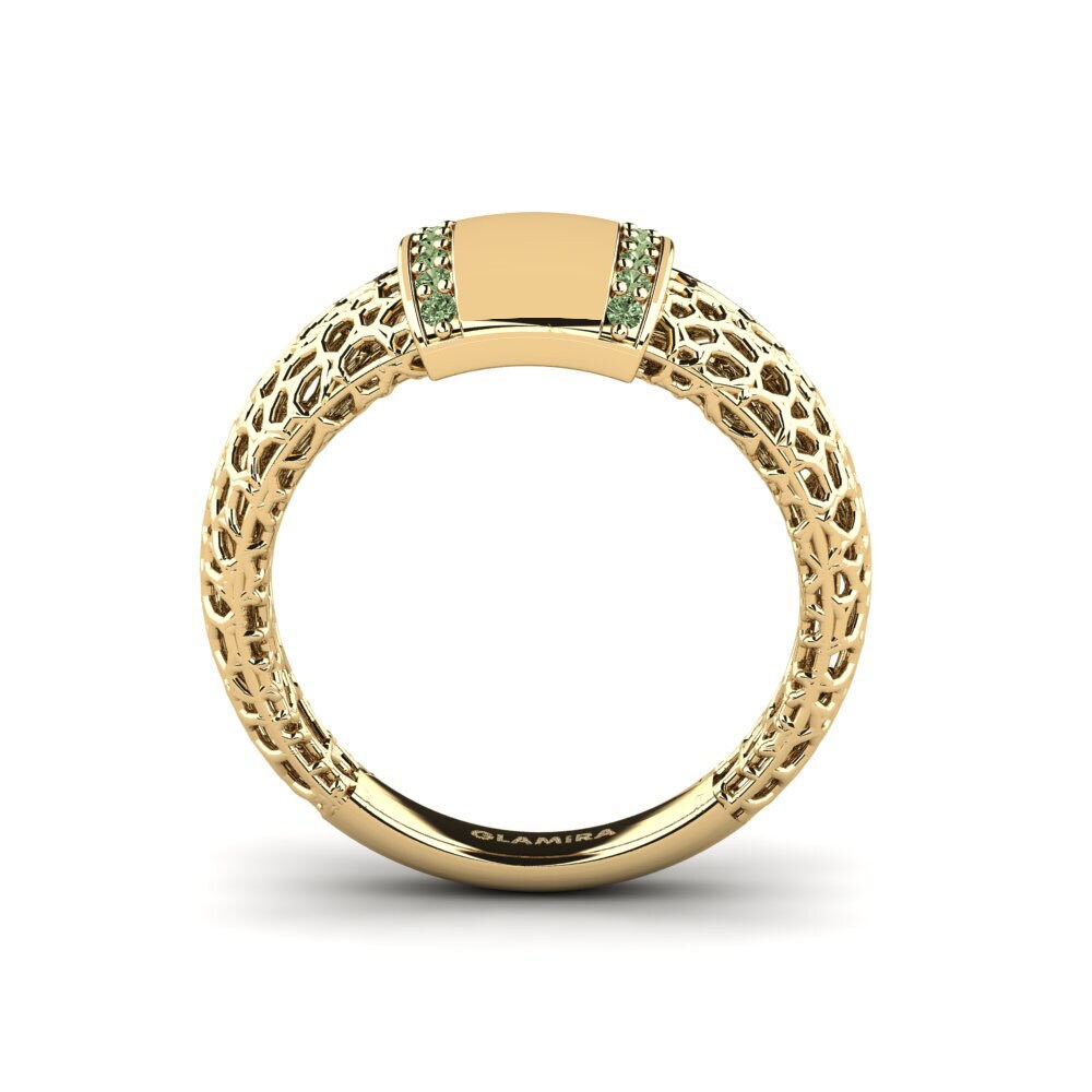 Round 0.112 Carat Fusion Green Diamond 14k Yellow Gold Ring Titriat