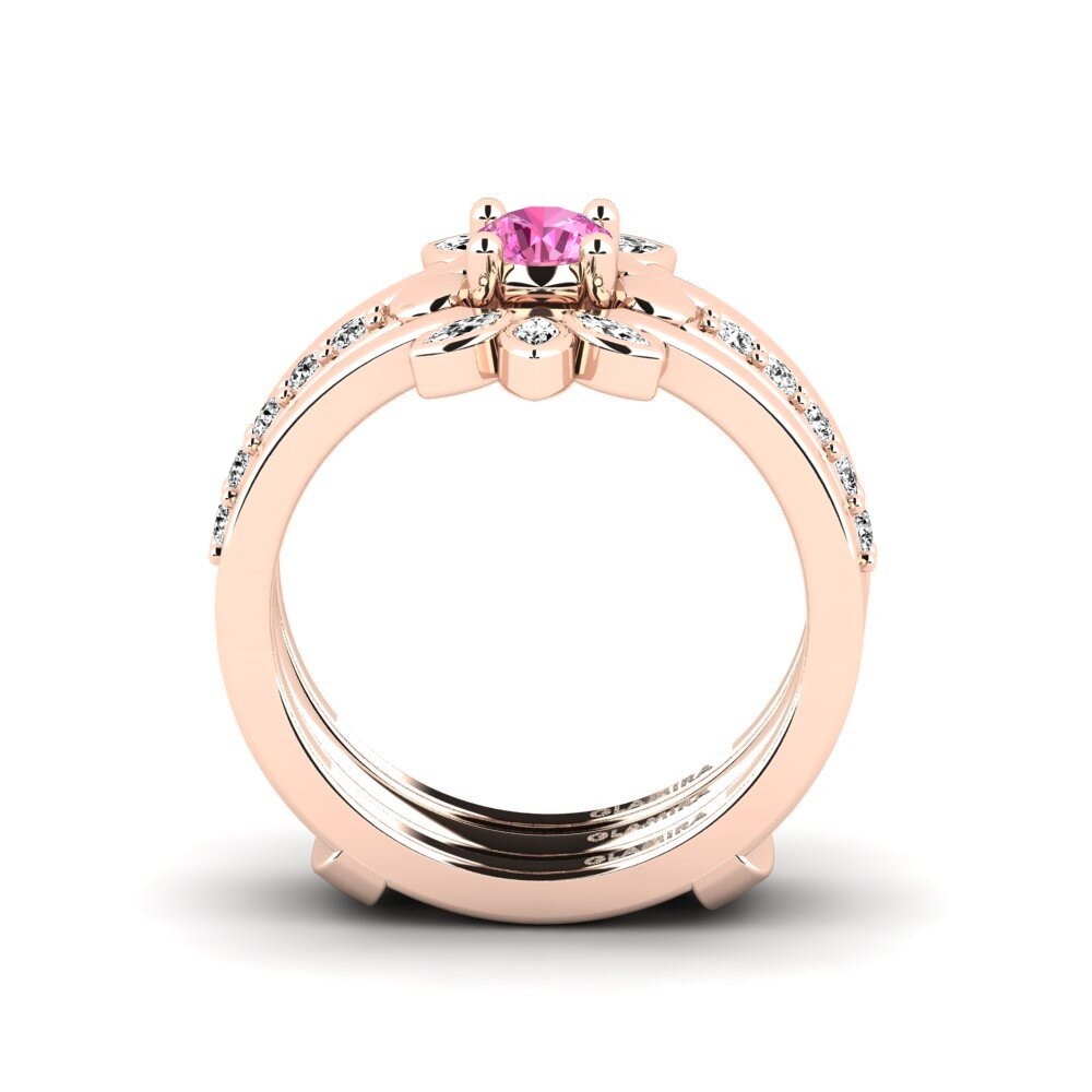 14ct Rose Gold Pink Topaz Ring Todergea - SET