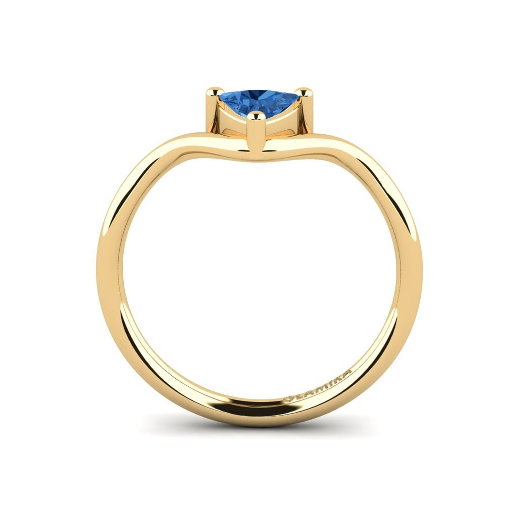 Trillion Dark Blue Zirconia Engagement Ring Tollepps