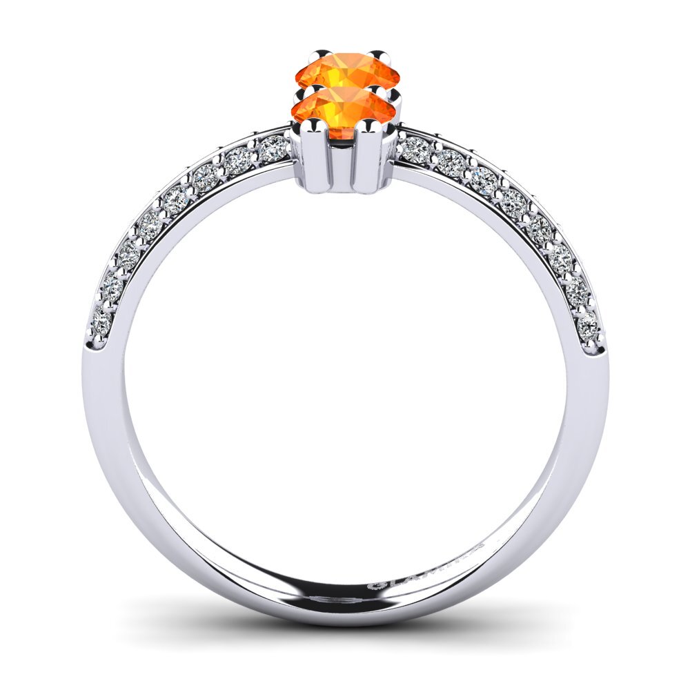 950 Palladium Orange Sapphire Ring Tomsina