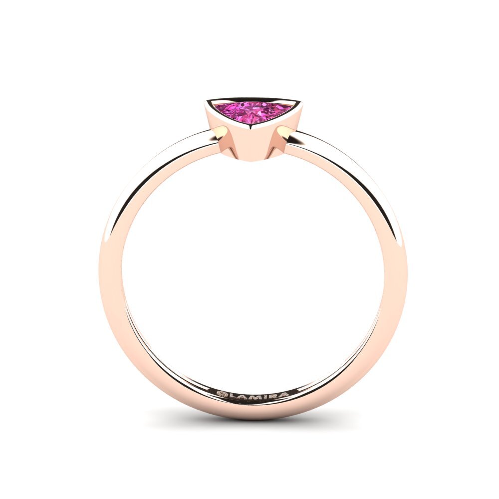 Trillion Pink Topaz Engagement Ring Tranglo B