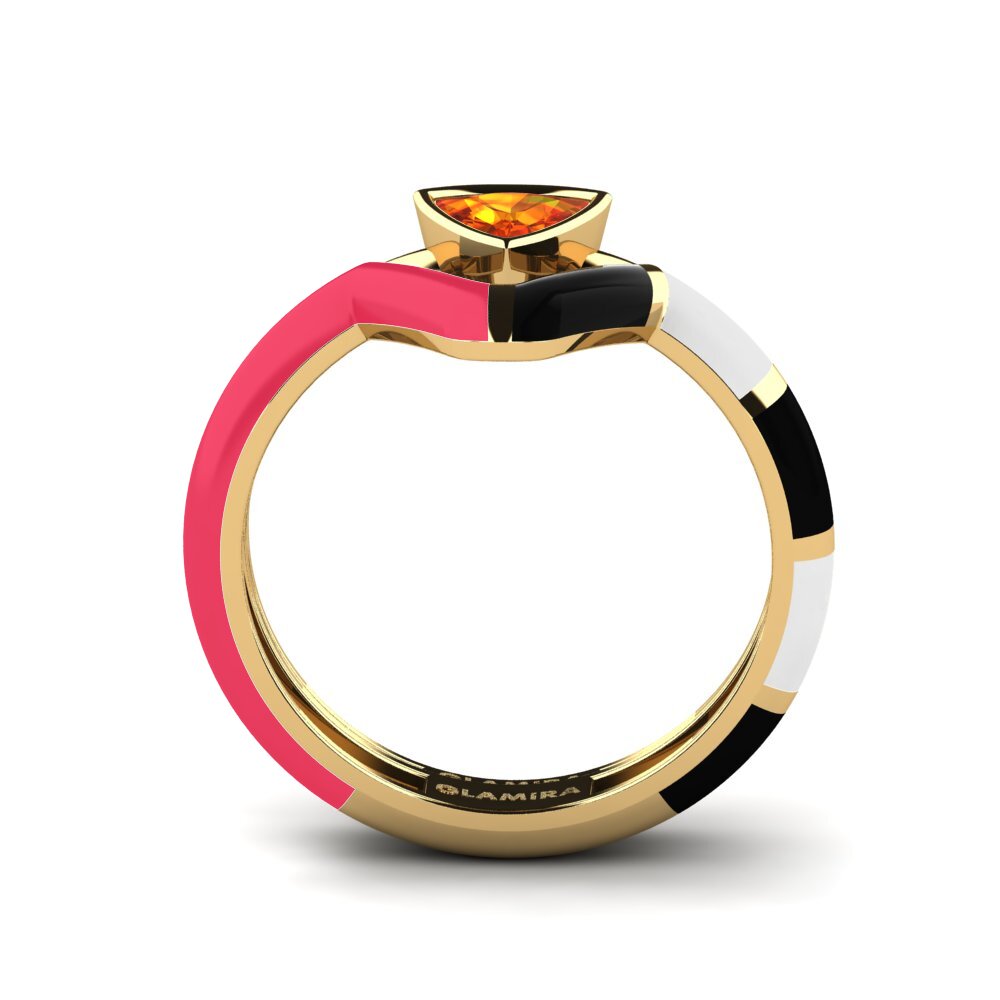 Orangefarbener Saphir Stapelbarer Ring Tranglo SET
