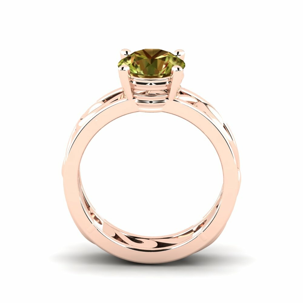 Bague de fiançailles Tricia Or rose 585 Pierre de Sultan Créations Solitaires 2 Carats Ronde