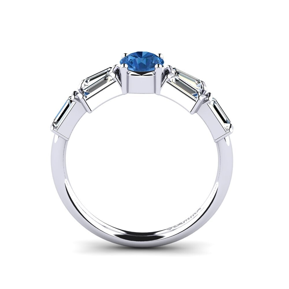 Zircônia azul escuro Anel de Noivado Trier