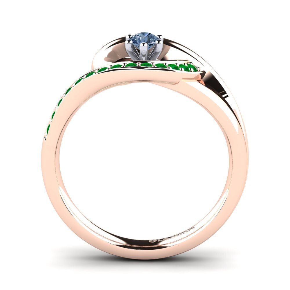 14ct Rose / White Gold Blue Diamond Engagement Ring Trina 0.1 crt