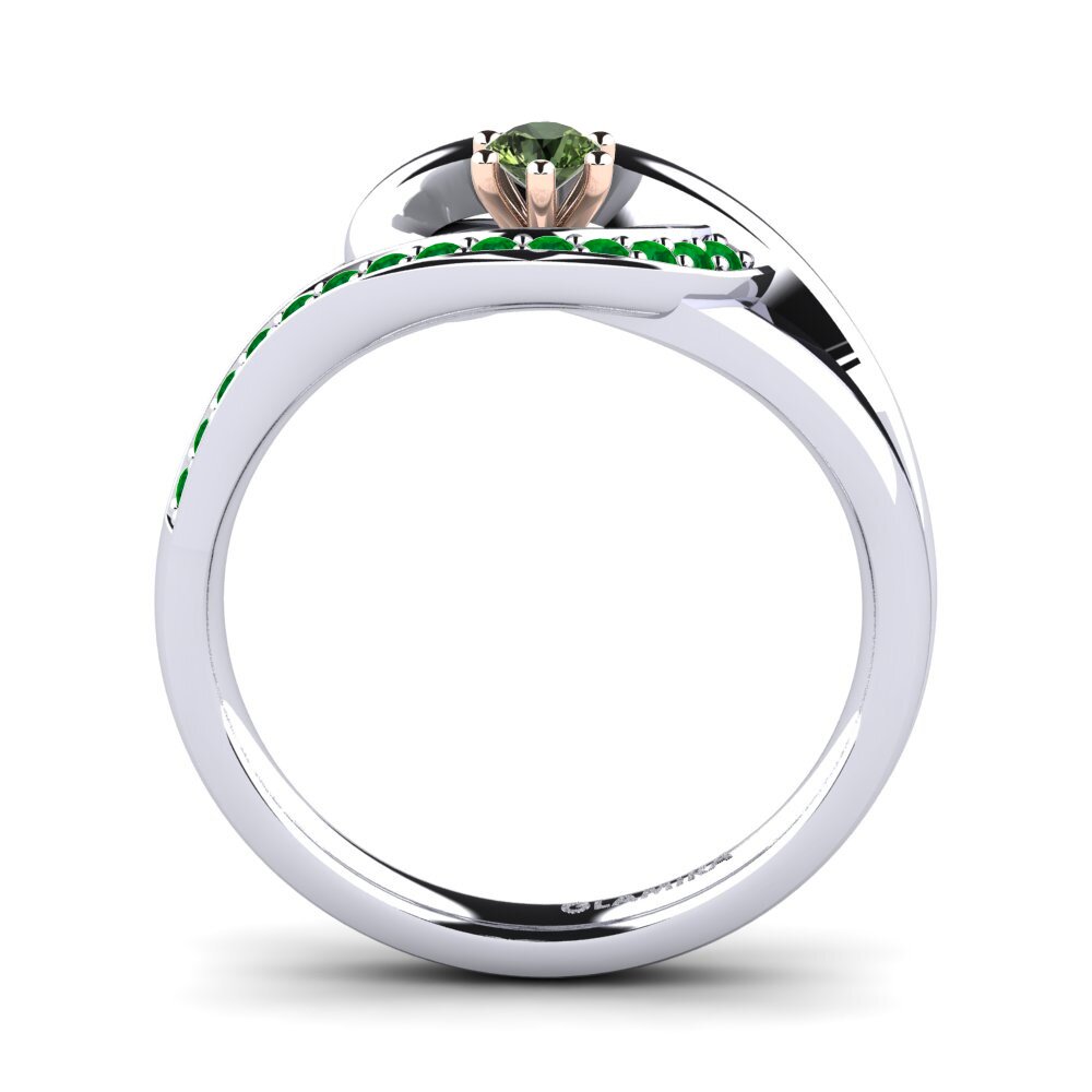 14ct White / Rose Gold Green Sapphire Engagement Ring Trina 0.1 crt