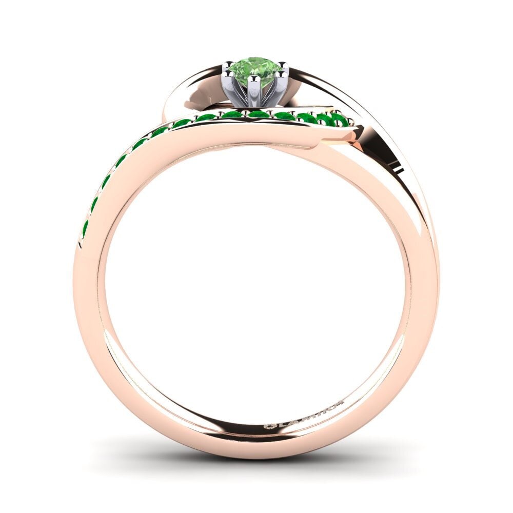 14ct Rose / White Gold Green Diamond Engagement Ring Trina 0.1 crt