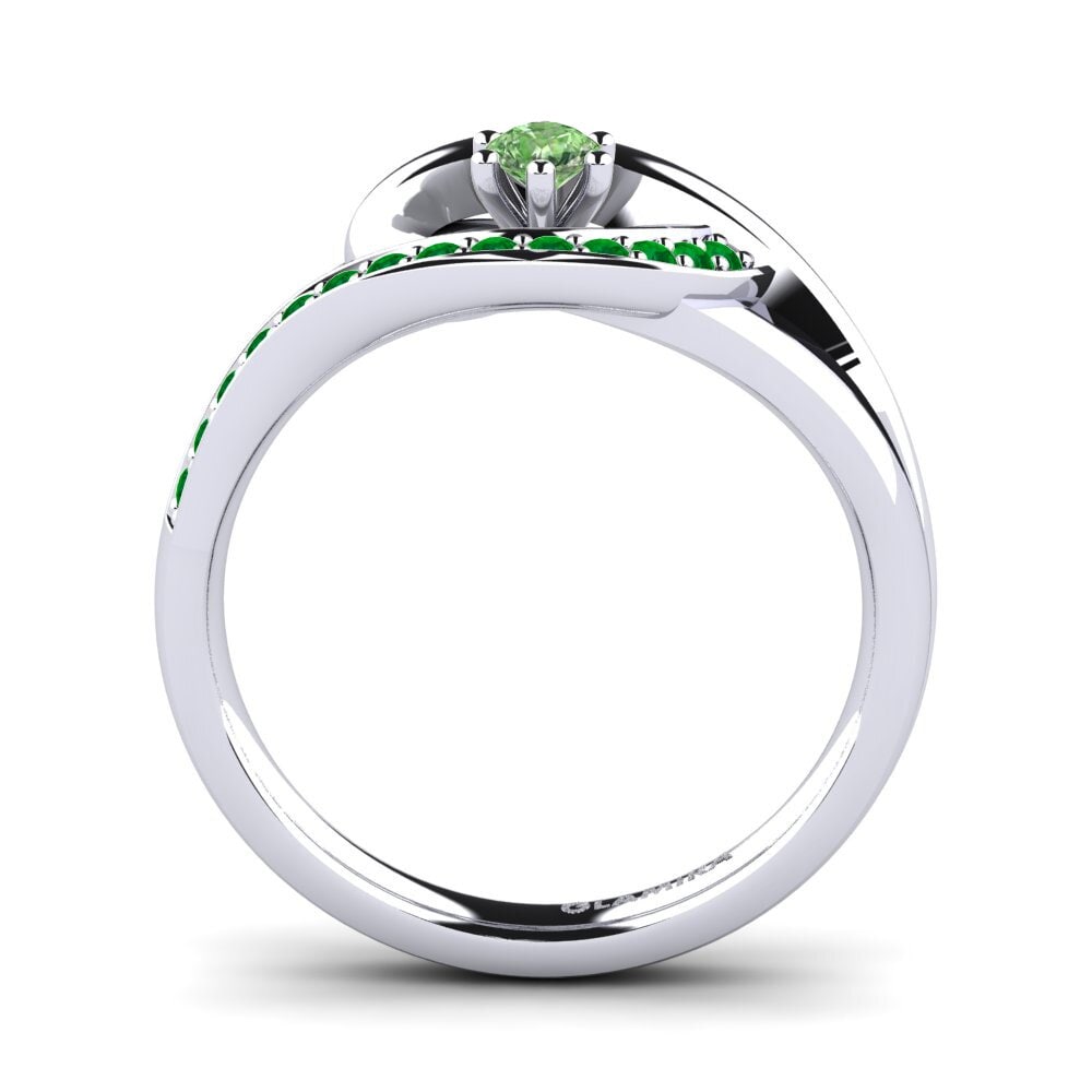 9ct White Gold Green Diamond Engagement Ring Trina 0.1 crt