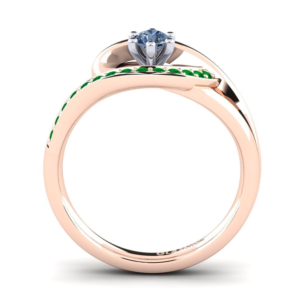 14ct Rose / White Gold Blue Diamond Engagement Ring Trina 0.16 crt