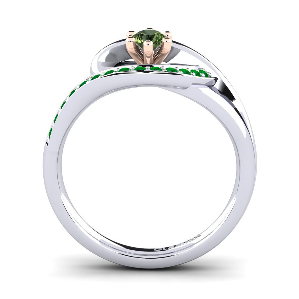 14ct White / Rose Gold Green Sapphire Engagement Ring Trina 0.16 crt