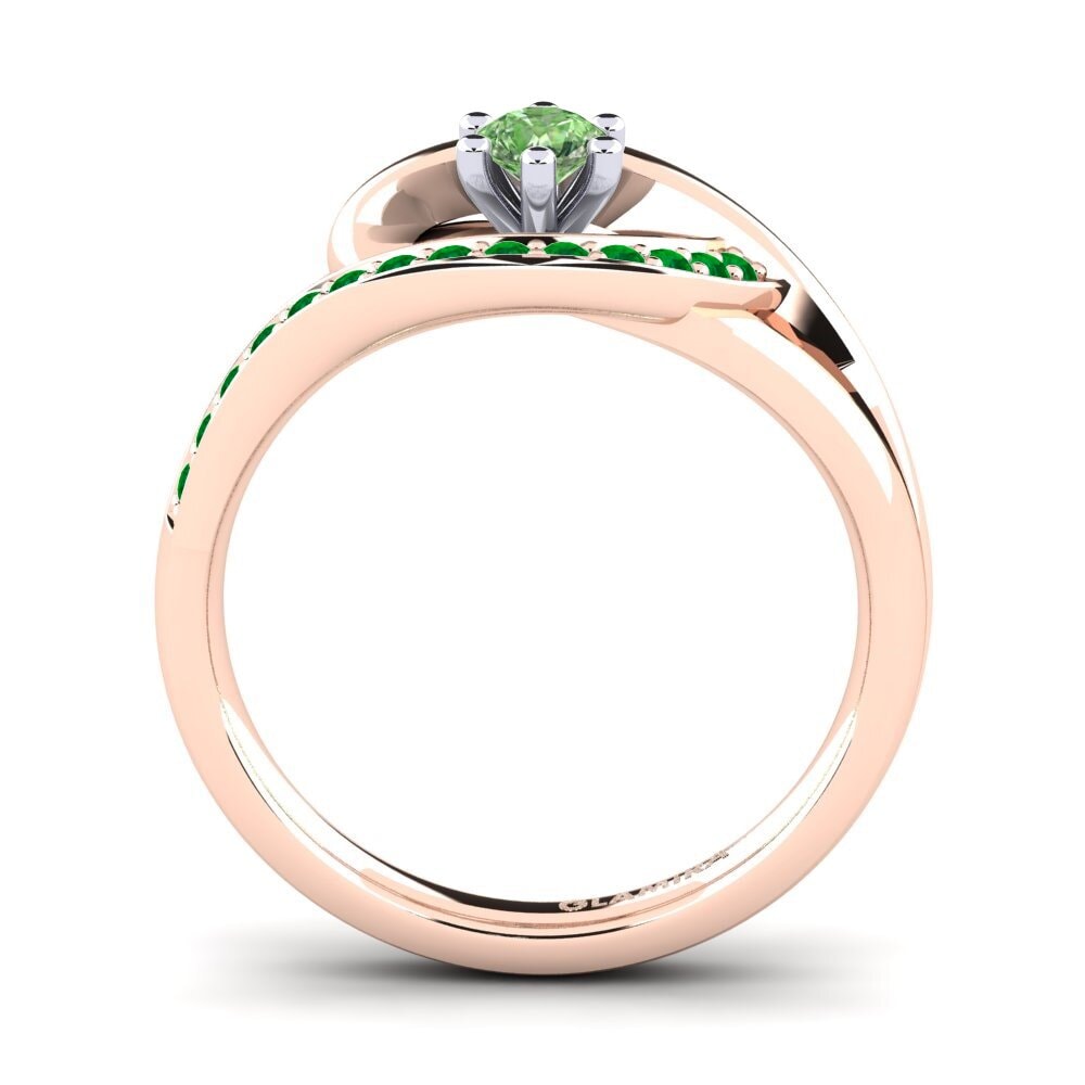 14ct Rose / White Gold Green Diamond Engagement Ring Trina 0.16 crt