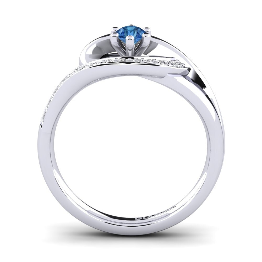 Circonita Azul Oscuro Anillo de compromiso Trina 0.16 crt