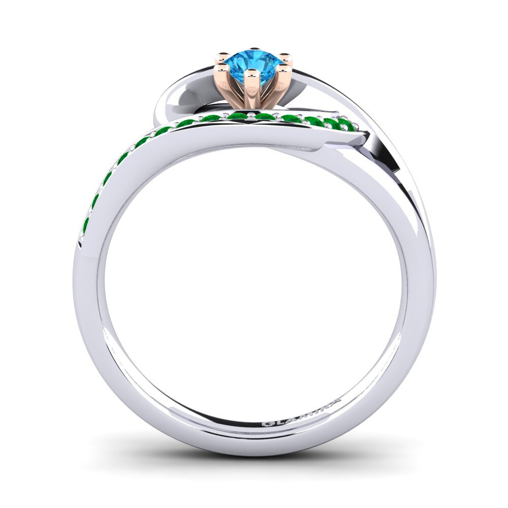 14ct White / Rose Gold Blue Topaz Engagement Ring Trina 0.16 crt