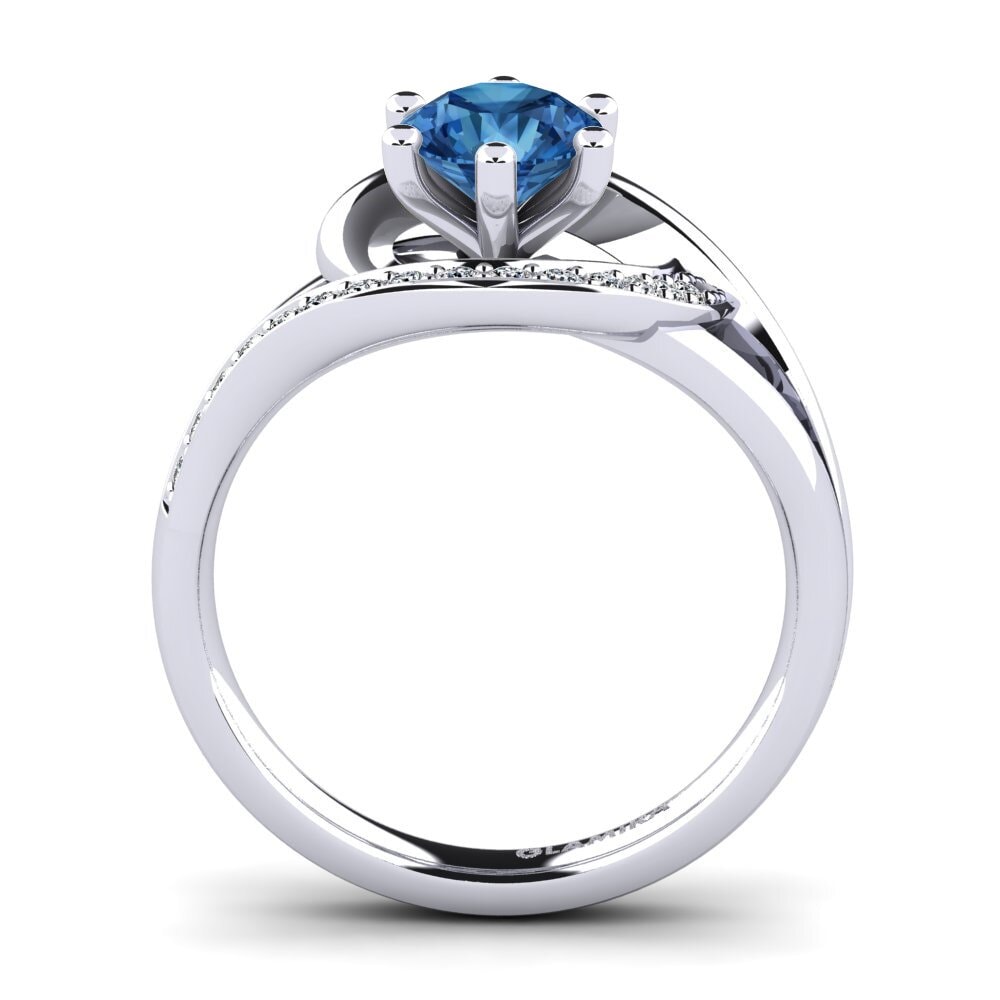 Circonita Azul Oscuro Anillo de compromiso Trina 0.8 crt