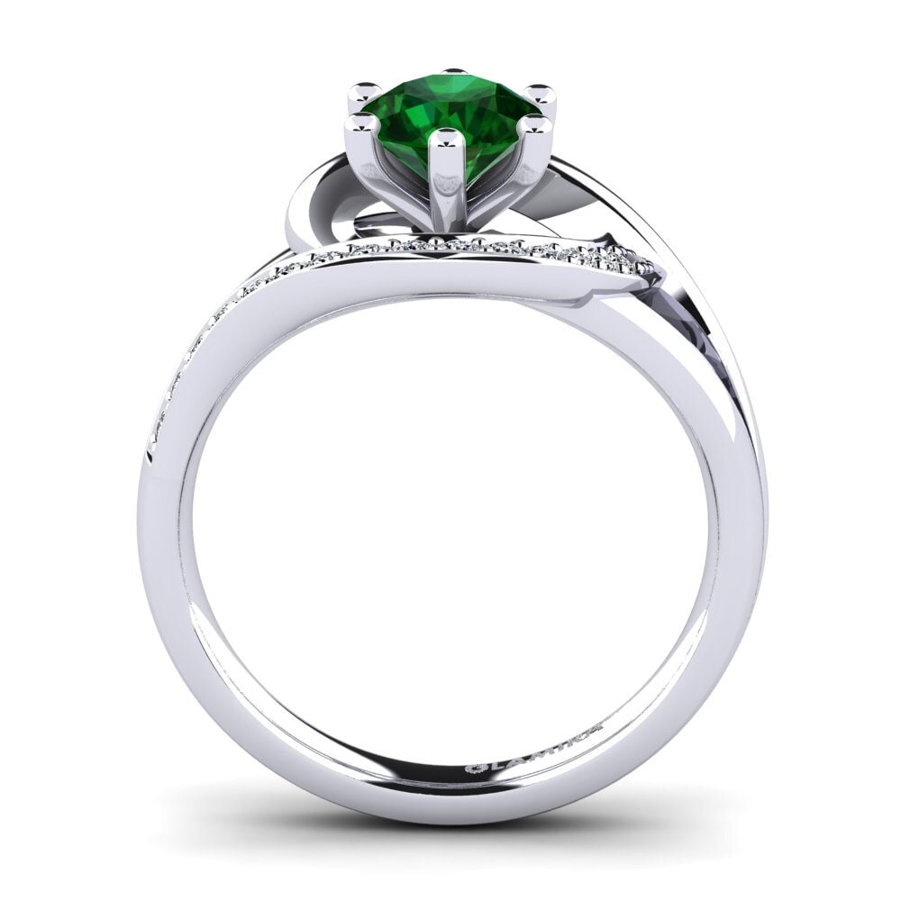 White Silver Tsavorite Engagement Ring Trina 0.8 crt
