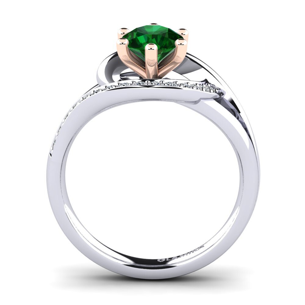 14ct White & Rose Gold Tsavorite Engagement Ring Trina 0.8 crt