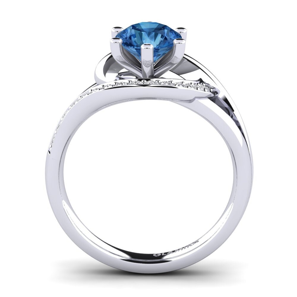 Circonita Azul Oscuro Anillo de compromiso Trina 1.0 crt