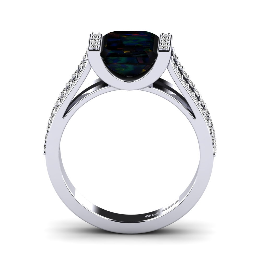 Plata 925 Opalo Negro Anillo de compromiso Trinetta