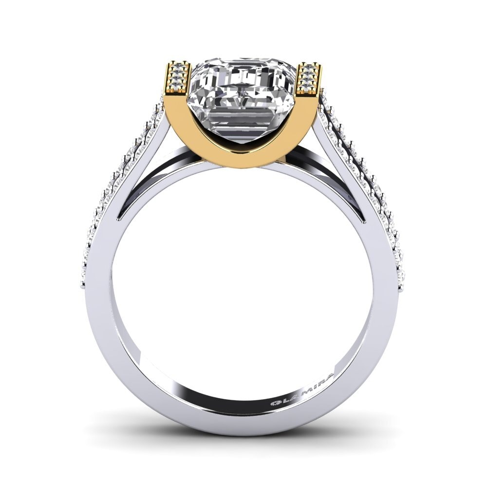 18k Oro Blanco / Amarillo Anillo de compromiso Trinetta