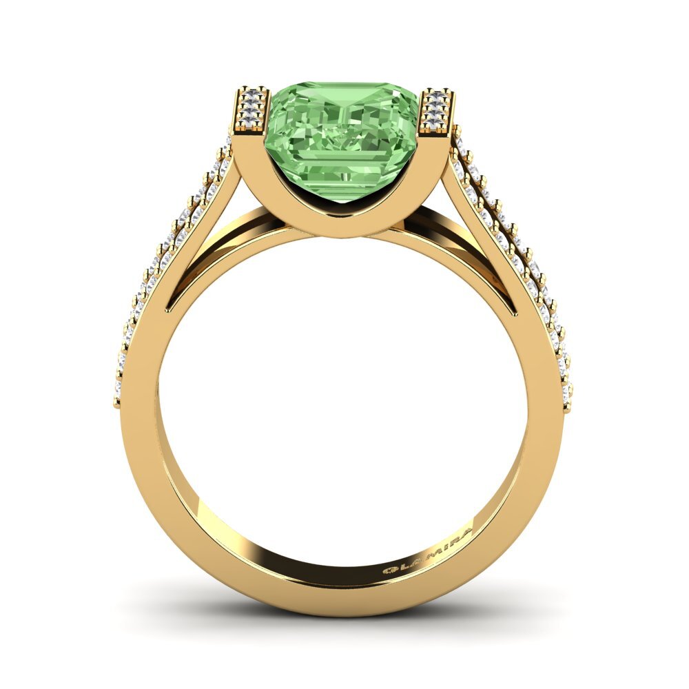 14k Oro Amarillo Anillo de compromiso Trinetta