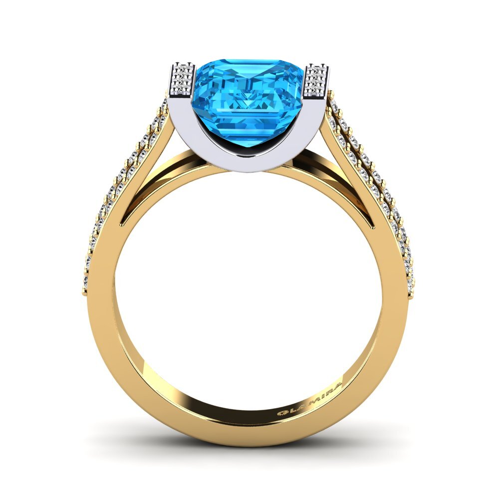 Topacio azul Anillo de compromiso Trinetta