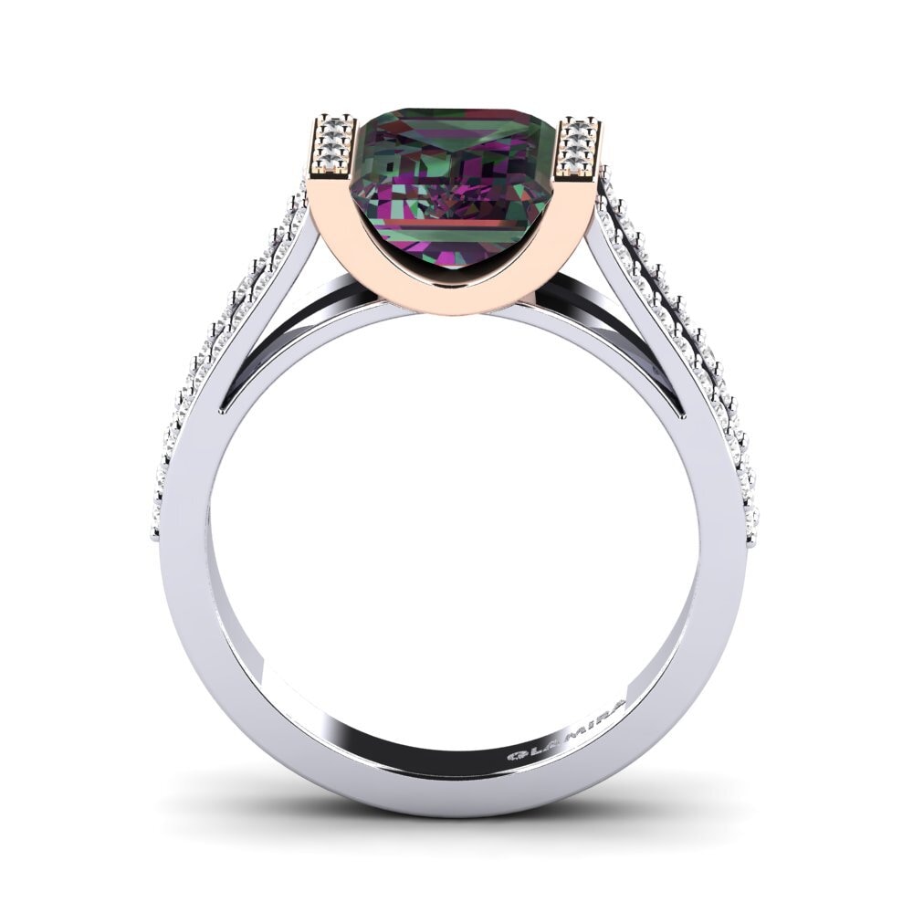 18k Oro Blanco / Rosa Anillo de compromiso Trinetta