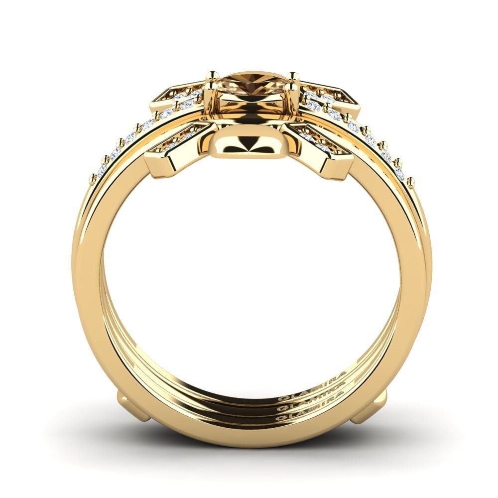 Ovalado Diamante café Anillo Tryrsa SET