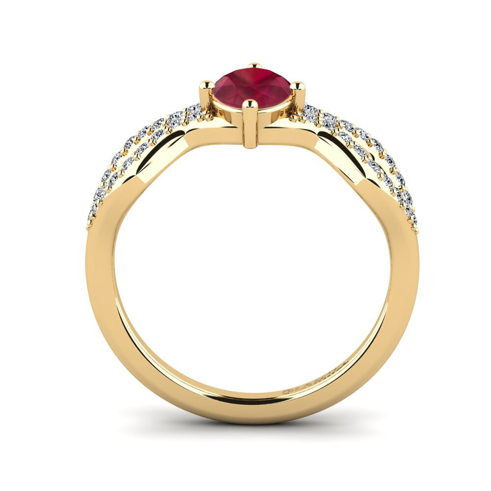 14ct Yellow Gold Ruby Women's Ring Tspr