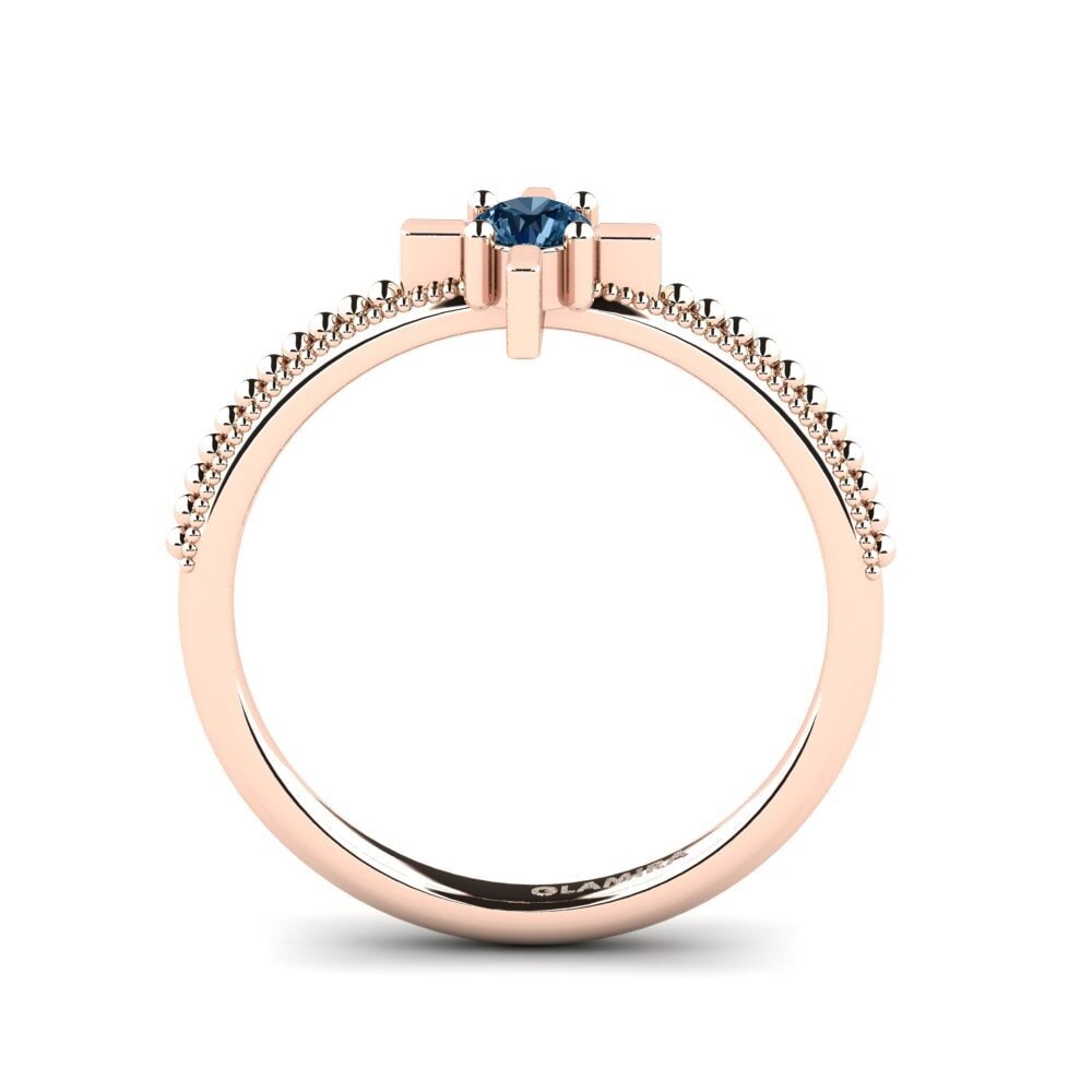14k Oro Rosa Diamante Azul Anillo de compromiso Tulepa