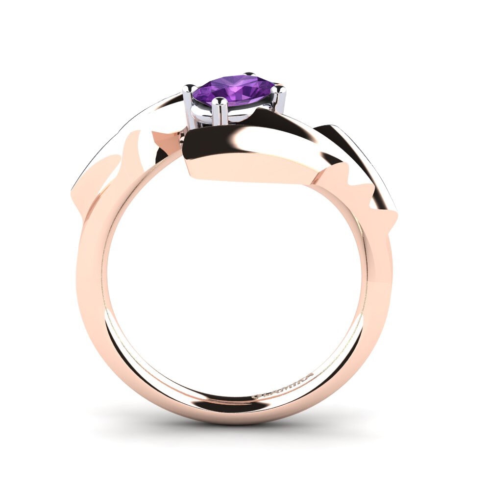 14ct Rose / White Gold Amethyst Engagement Ring Tulipan