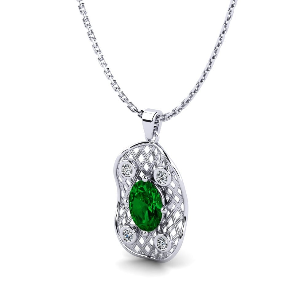 Plata 925 Circonita Verde Colgante de Mujer Tumbes