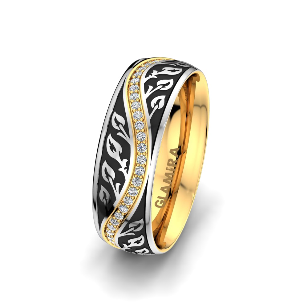375 Gelb & Weißgold Labor-gezüchteter Diamant Damen trauring Exotic Garden