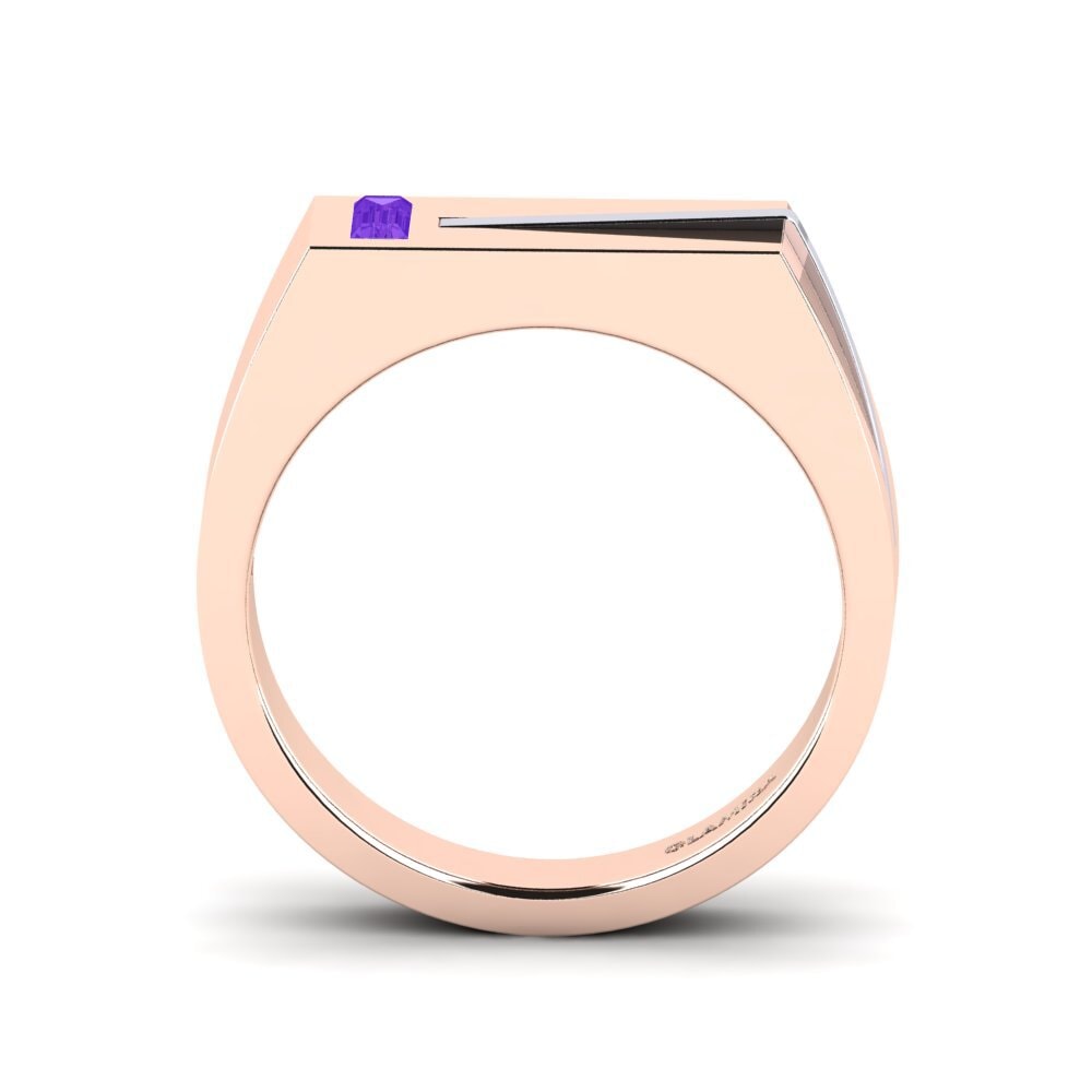18ct Rose & White Gold Amethyst Men's Ring Ty