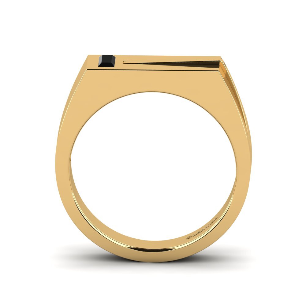 Oro Giallo 585 Onice Nero Anello da uomo Ty