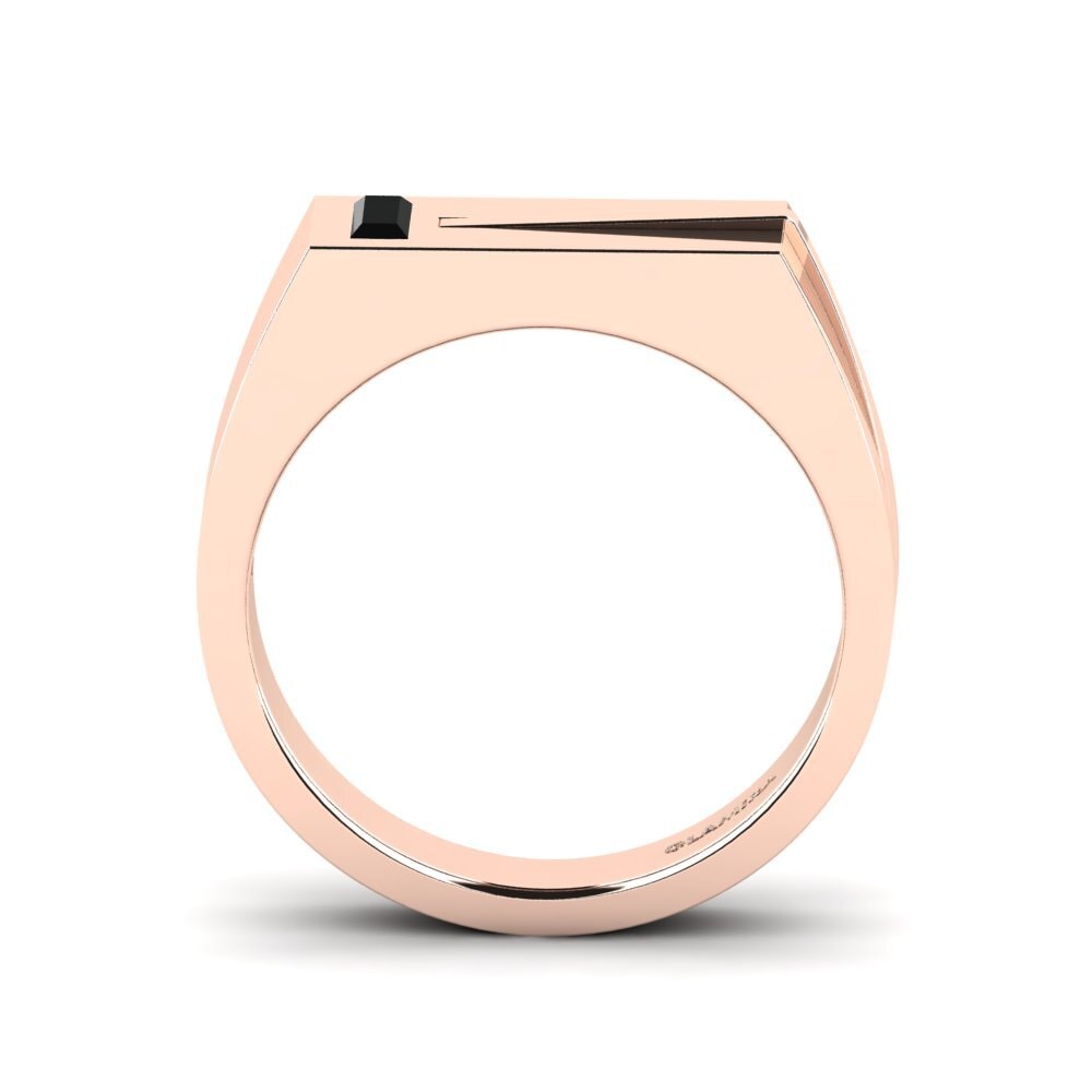 14ct Rose Gold Black Diamond Men's Ring Ty