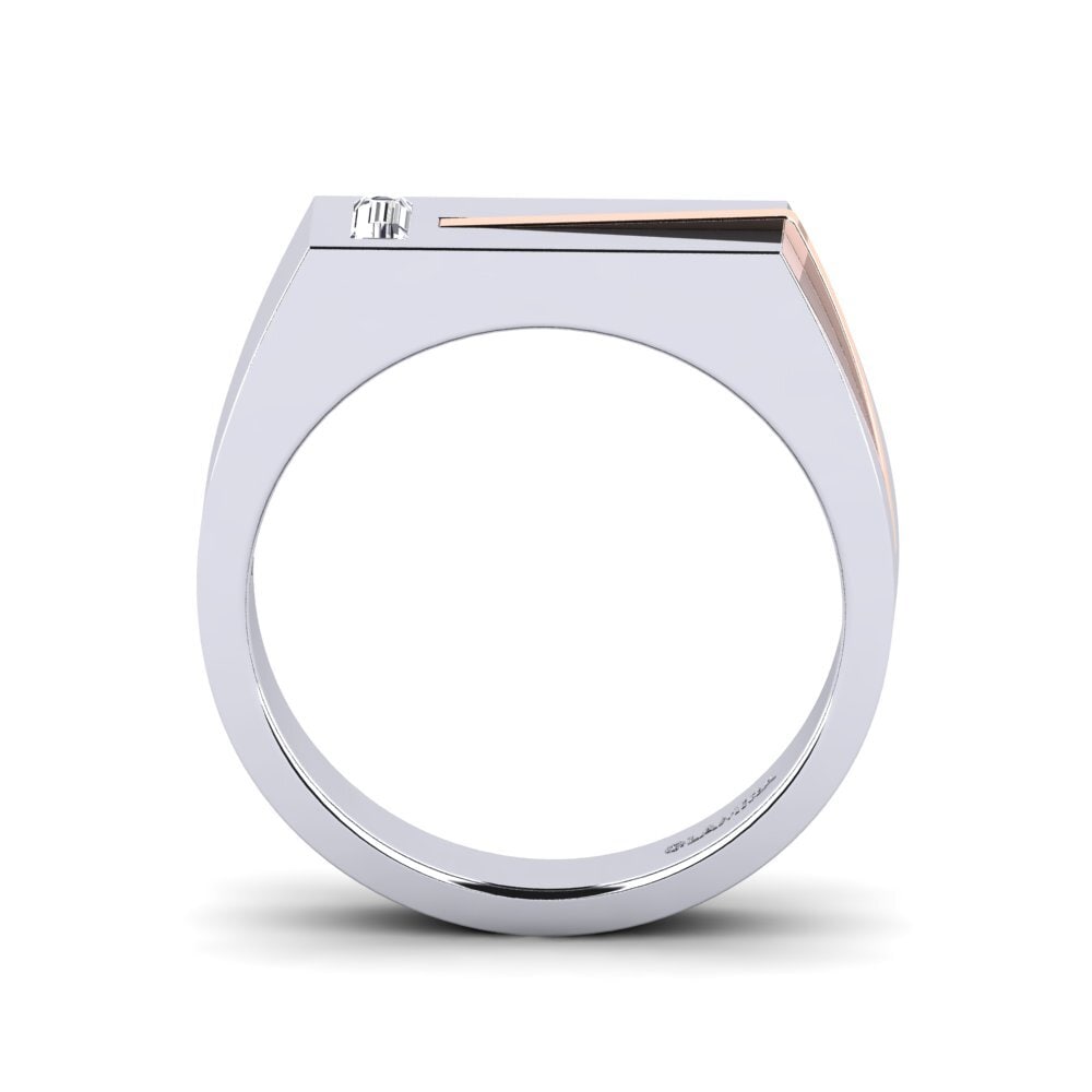 Oro Bianco & Rosso 585 Diamante Anello da uomo Ty