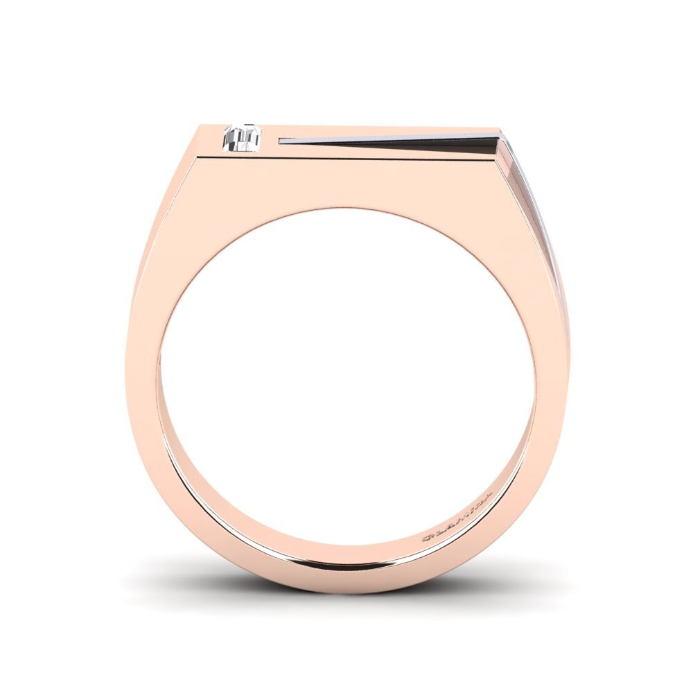 Oro Rosso & Bianco 750 Zaffiro Bianco Anello da uomo Ty