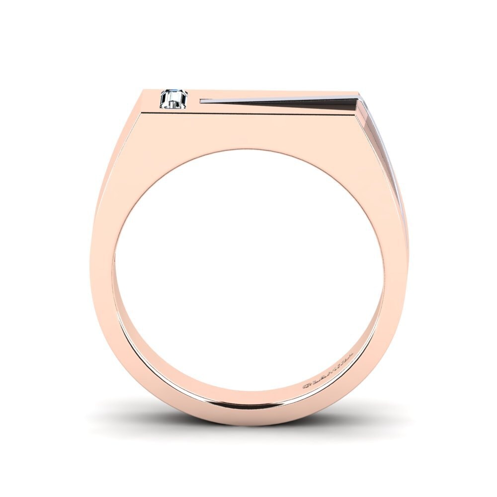 Oro Rosso & Bianco 585 Zircone Anello da uomo Ty