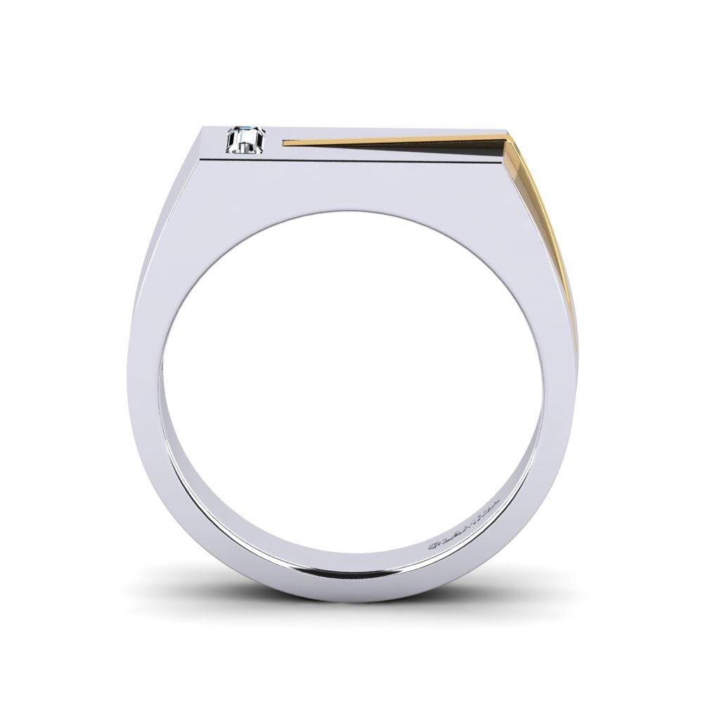 18ct White & Yellow Gold Zirconia Men's Ring Ty