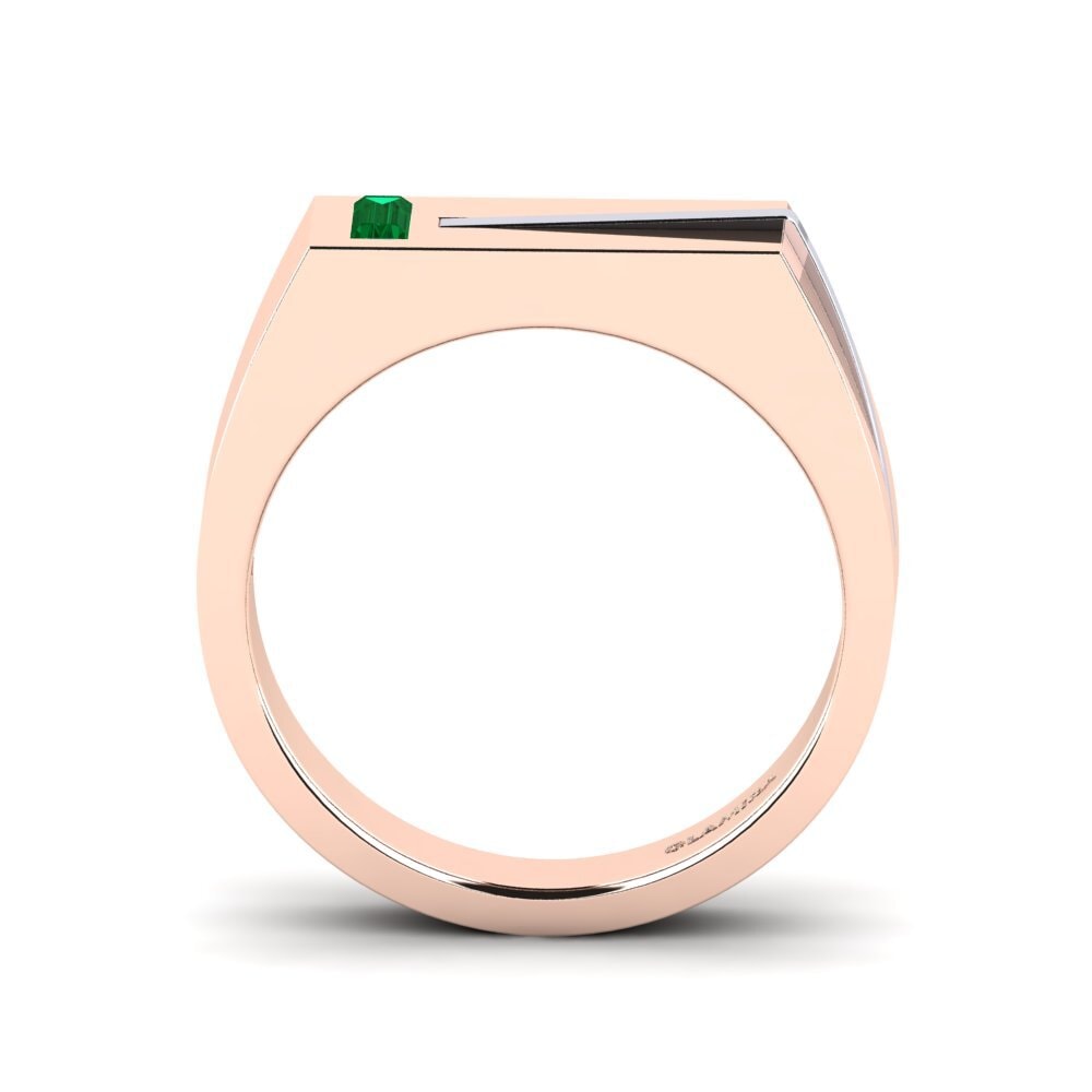 Oro Rosso & Bianco 375 Zircone Verde Anello da uomo Ty