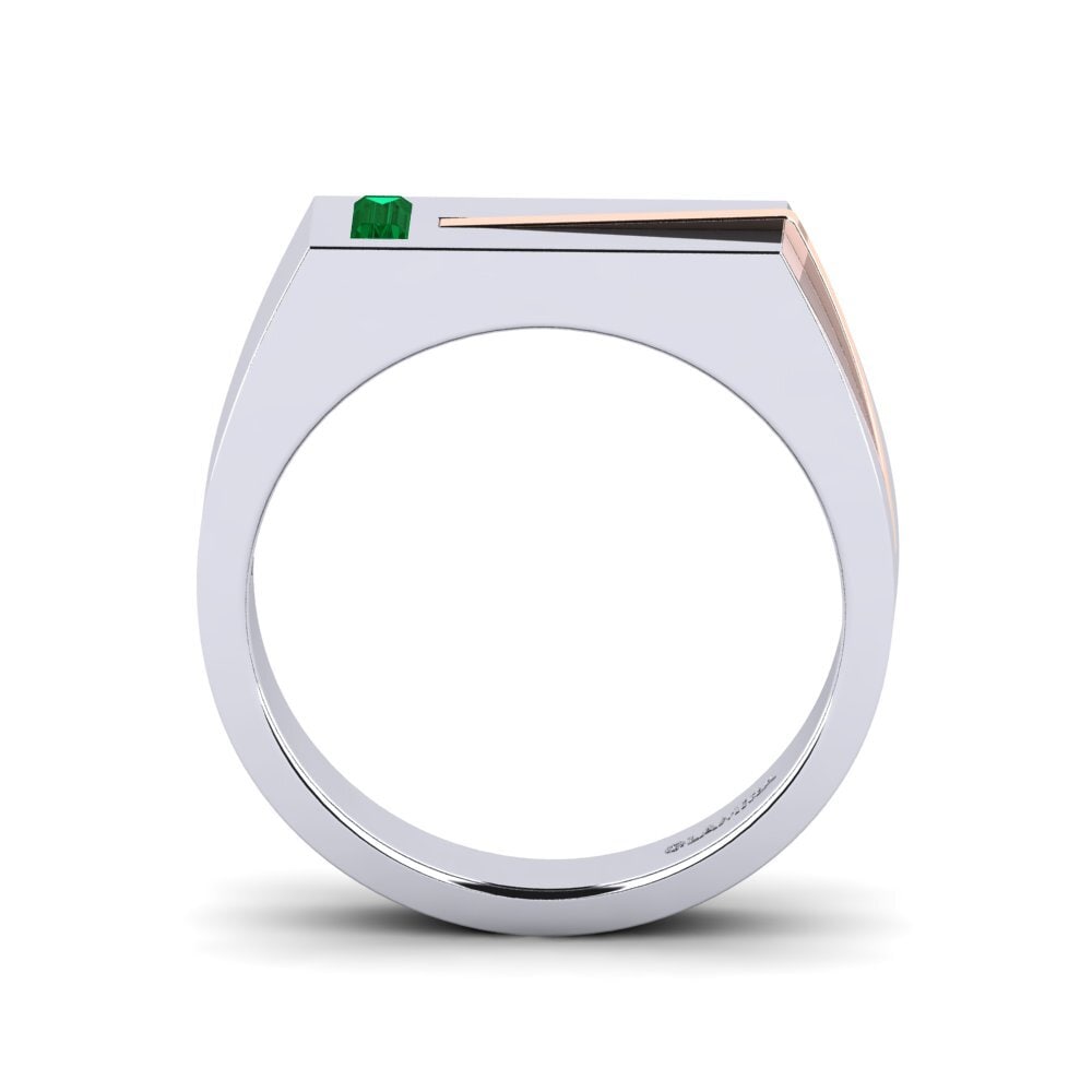 Oro Bianco & Rosso 375 Zircone Verde Anello da uomo Ty